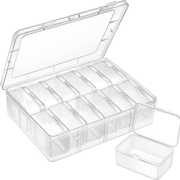 Small Clear Box Bead Storage Plastic Containers with Lid 12