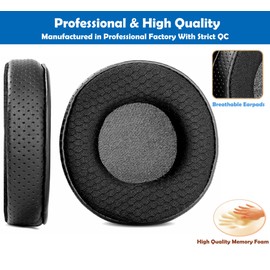 DowiTech Breathable Replacement Earpads Cushion Compatible with Numark HF125 HF 125 Headphone Ear Pads with Mesh Fabric/Punched Protein Leather and Memory Foam