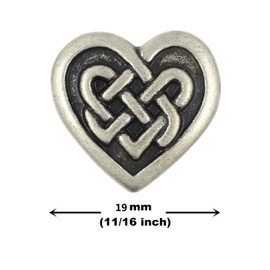 Bezelry 12 Pieces Celtic Heart Love Knot Metal Shank Buttons. 19mm (11/16 inch) (Antique Silver)