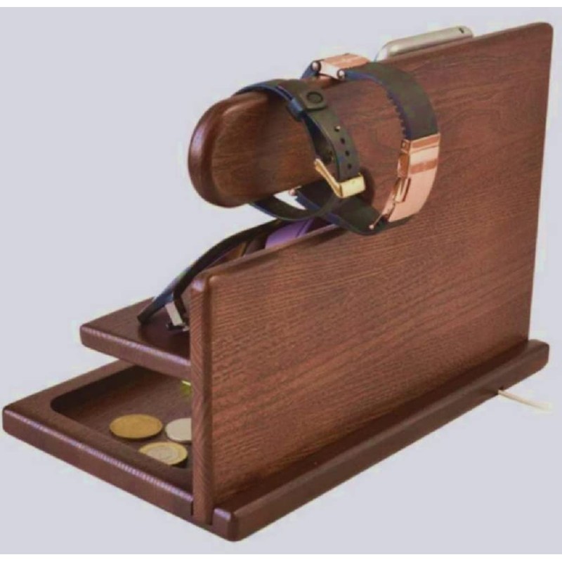 SAISAC Wooden Cell Phone Charging Docking Station Stand Organizer Compact