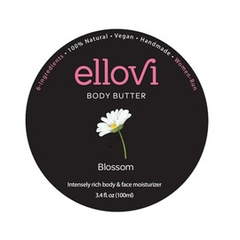 Ellovi Manteca Corporal Totalmente Natural - Tan Pura que Podrías Comerla - Hecha Solo con 6 Ingredientes Veganos - Hidratante Ultra Rica 100% a Base de Plantas para una Piel Naturalmente Saludable (Blossom)