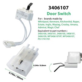 Dryer Replacement Parts- 3406107 Dryer Door Switch & 3392519 Dryer Thermal Fuse, Compatible for Maytag, Amana, Whirlpool, Kenmore, Roper, Crosley Dryer