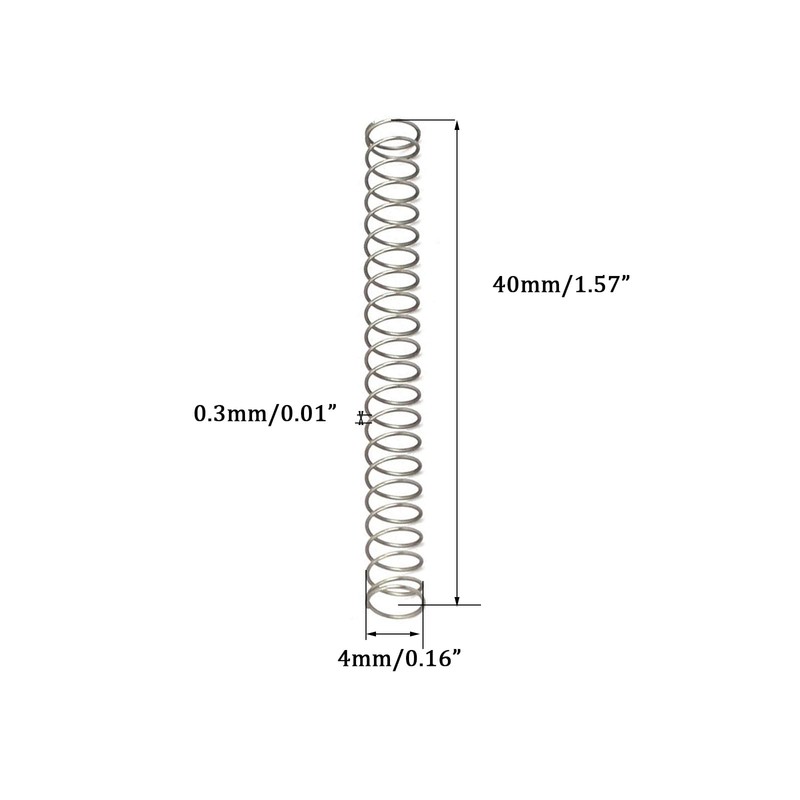 TA-VIGOR 10Pcs Compressed Spring, 4mm OD,0.3mm Wire Size,40mm Free Length