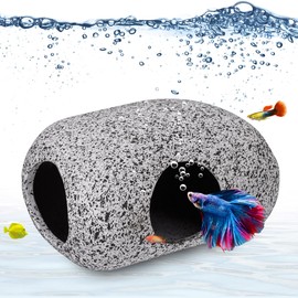 Ameliade Aquarium Cave Decorations, Betta Hideout Fish Tank Accessories, Shrimp Cichlid Natural Breeding Hiding Cave Stones, Small Fish Tank Hideaway Decor, Betta Hide Toys Fish Rock House（Small）