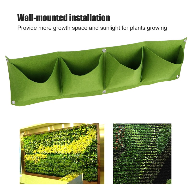 4Pcs 4 Pocket Plant Grow Bag Wall Mounted Reusable Degradable