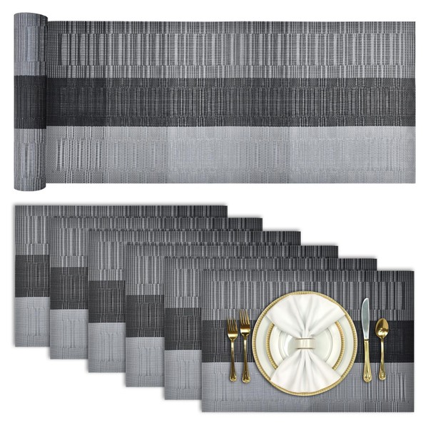 Aofmee Table Runner and Placemats Set of 6 Washable, Heat