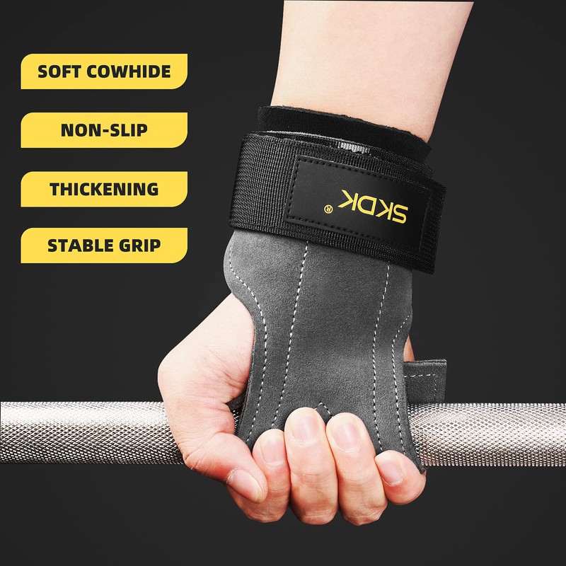 Leather Hand Grips for Crossfit Training, Gymnastics, Full Palm Protection,