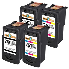 Houseoftoners Remanufactured 4-Pack Ink Cartridge Compatible for Canon PG-260XL Black and CL-261XL Color PIXMA TS6420a TS6420 TR7020a TR7020 TS5320 Printer Ink (2-Black & 2-Color)