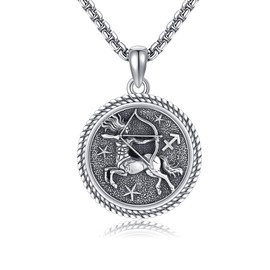 URONE Sagittarius Necklace 925 Sterling Silver Sagittarius Pendant And Chain Constellation Necklace Sagittarius Jewelry Sagittarius Birthday Gifts for Women Men