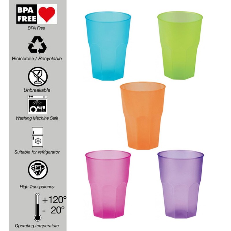 Idea-station Plastic Cups Reusable 350 ml Pack of 30 Colourful