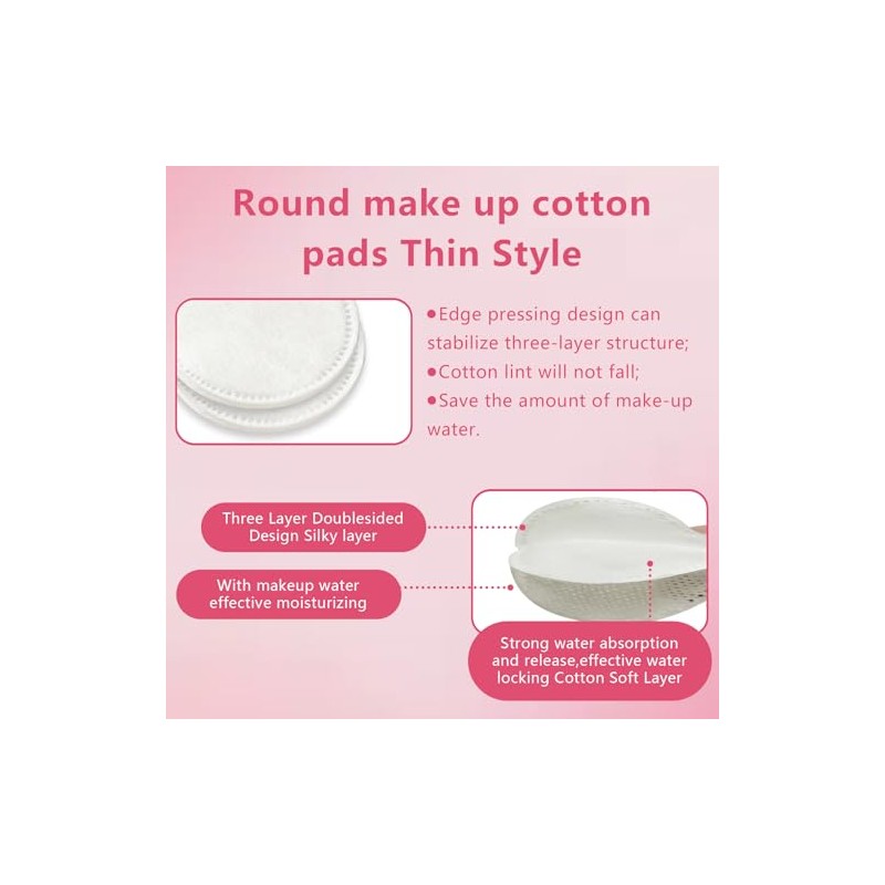 Cotton Rounds 150 almohadillas desmaquillantes en caja, hipoalergénicas, sin pelusas,