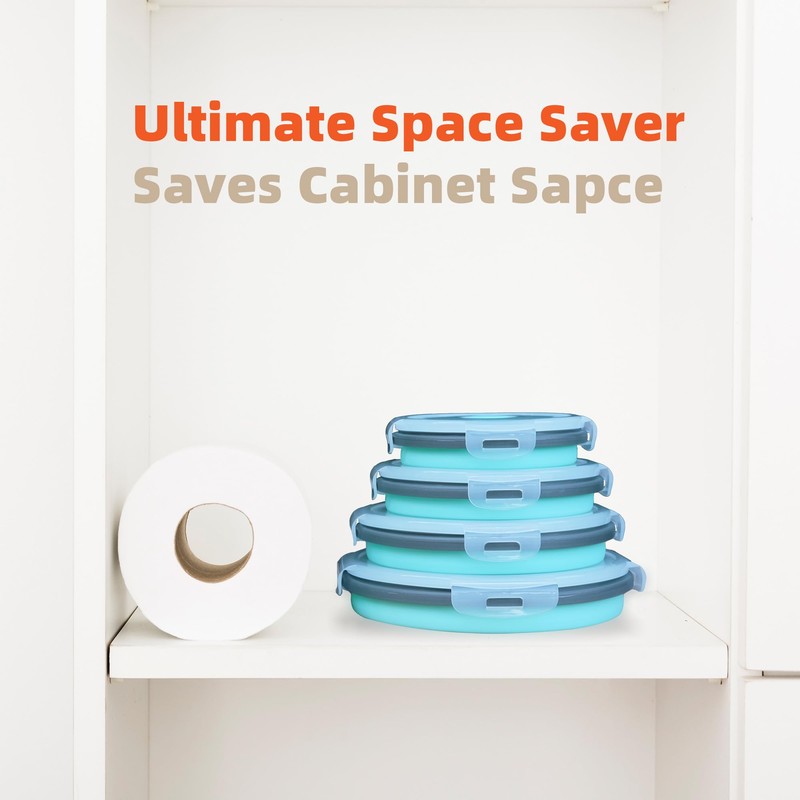Lunememo 8 Pack Collapsible Silicone Food Storage Containers with Lids,
