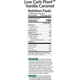BioTrust BioTrust Low Carb Plant, Delicious, Creamy, 20 Grams of Clean, Complete, Plant-Based Protein, 5 Grams Fiber, 15 Superfoods, Vegan, Dairy-Free -14 Servings (Vanilla Caramel)