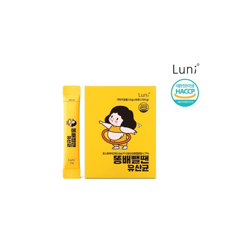 루니 똥배뺄땐 유산균 3.5g / 30포 1Box / 포스트바이오틱스 차전자피분말