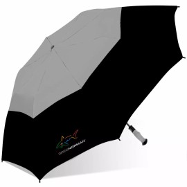 Greg Norman  Shark 56" Double Canopy Folding 2-Person Umbrella WC - Gray & Black