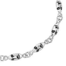 AeraVida Unique Easter Island Moai Face .925 Sterling Silver Linked Charm Bracelet