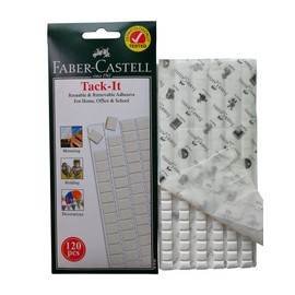 Faber-Castell Reusable Removable Adhesive Tacky Putty White Tack, Poster & Multipurpose Wall Safe Sticky Tack (120 Pieces)