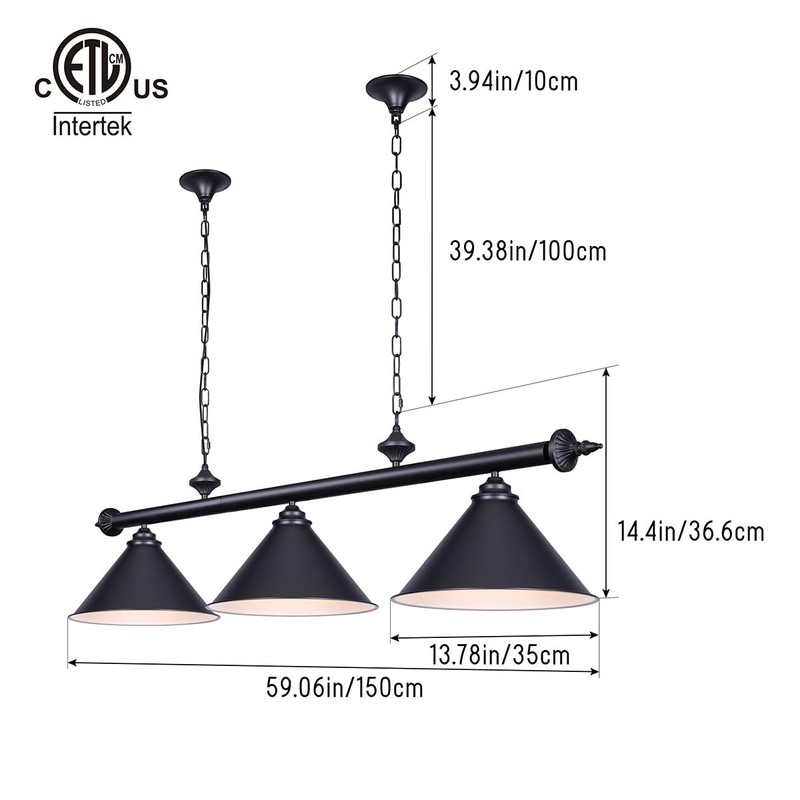 mirrea 59in Billiard Pool Table Light with Pull Chain Switch