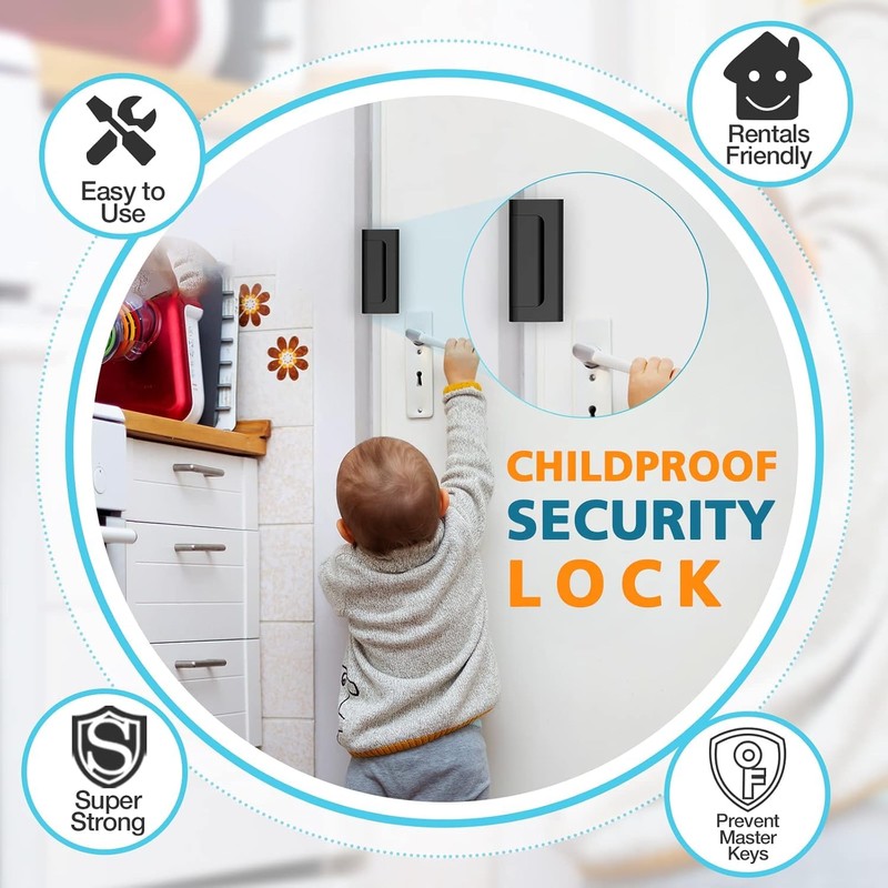Door Reinforcement Lock for Front Door Child Proof Top of