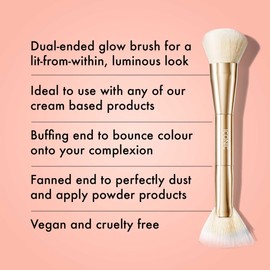 ICONIC LONDON Cheek Glow Duo Brush | Dual-Ended Makeup Brush, Buffing Side and Fanned Side, For Seamless Makeup Application