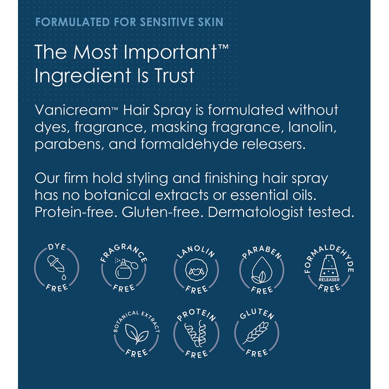 Vanicream Firm Hold Hairspray, Fragrance and Gluten Free, For Sensitive