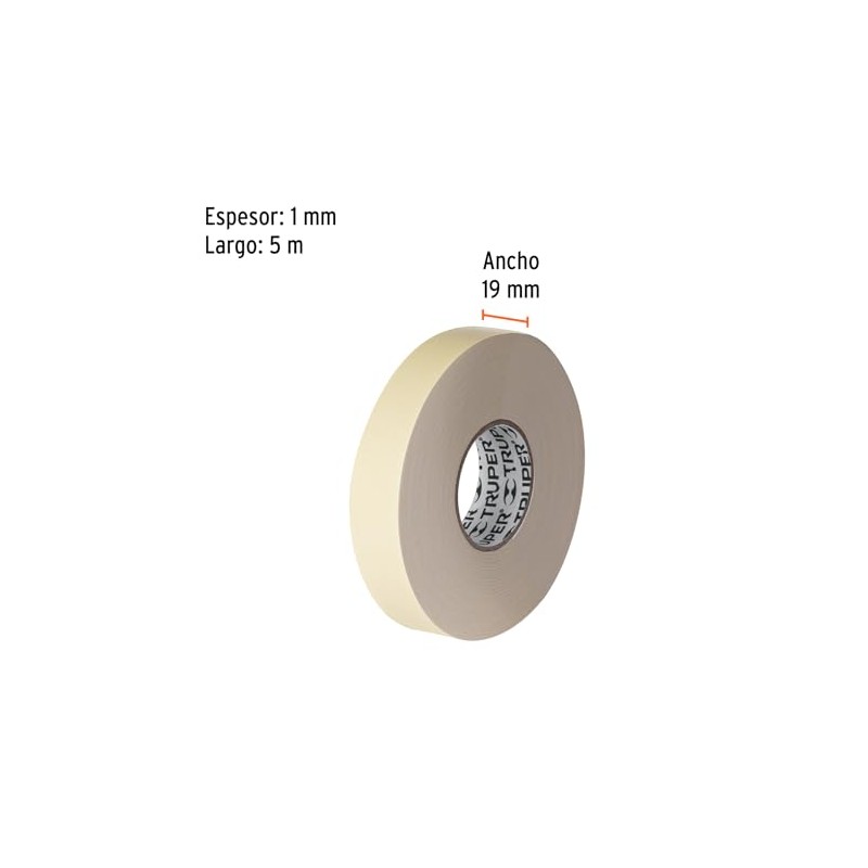 Truper CDC-1950, Cinta doble cara de 19 mm x 5