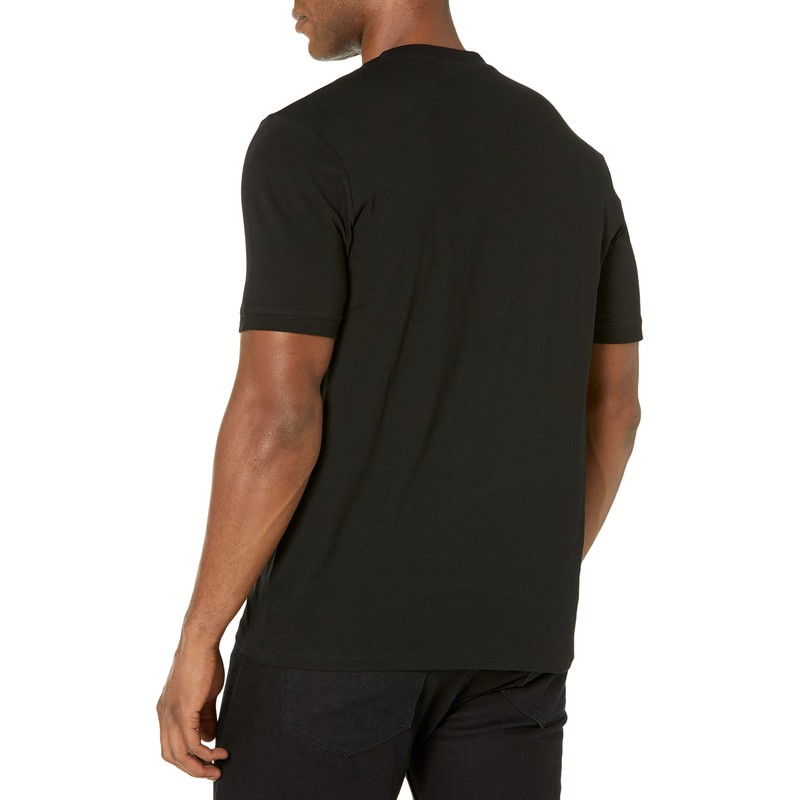 HUGO Mens Ribbed Crew Neck Regular Fit Center Logo T-Shirt,
