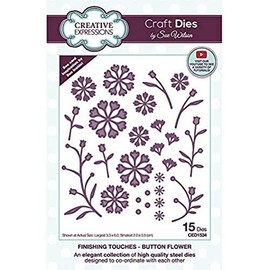 Sue Wilson Finishing Touches-Button Flower Craft Die, Metal, Largest 3.3 x 6 cm Smallest 2 x 0.5 cm CED1534