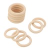 50 PCS 70mm Natural Wooden Rings, Unfinished Wood Loops, Solid