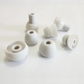 Almohadillas de silicona de repuesto para Beats Flex, Beats X almohadillas de doble brida para Beats Flex Powerbeats puntas de goma 8 pares gris blanco