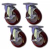 5" Swivel Caster with Maroon Polyurethane Wheel & Top Brake