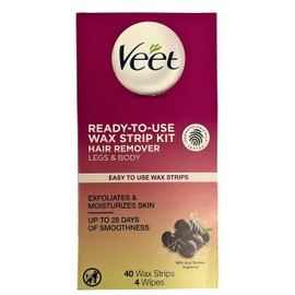 VEET Ready To Use Wax Strips Legs & Body 40 ea (Pack of 4)