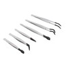 Depisuta 6Pcs Stainless Steel Tweezers Set, Multifunctional False Eyelash Tweezers