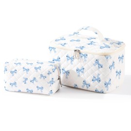 Dawuyu Makeup Bag For Women,Travel Toiletry Organizer,Cute Quilted Cotton Cosmetic Pouch,Portable Make Up Bags For Friendship Gift 2Pack