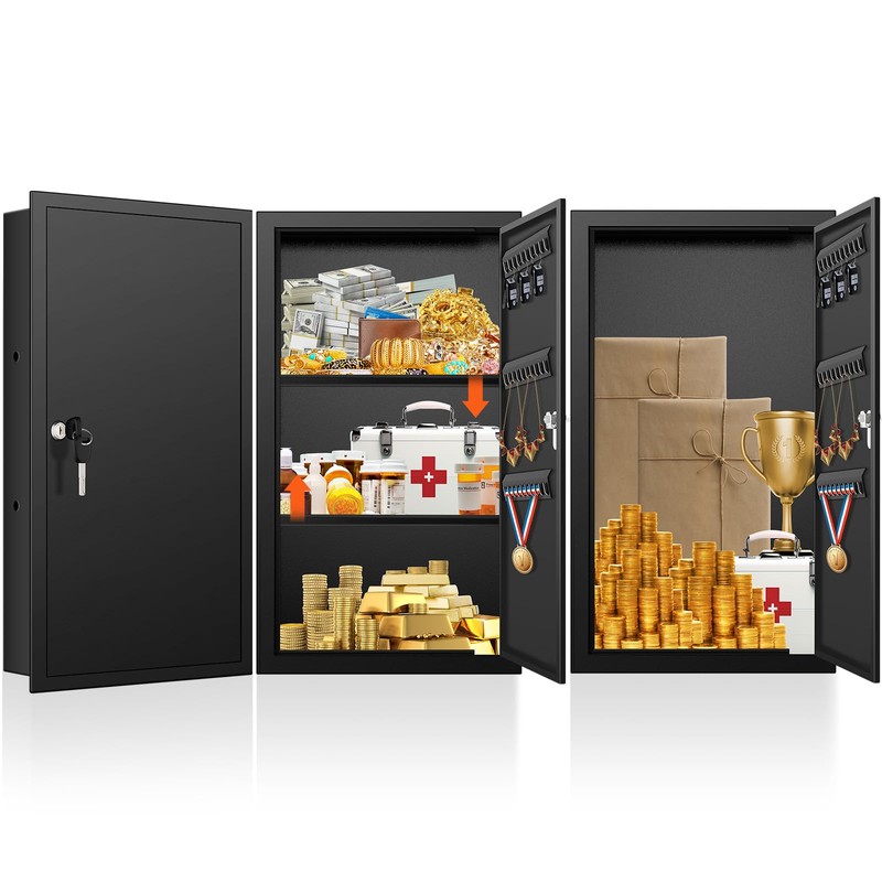 22.05" Tall Wall Safes Between the Studs with Removable Shelf,