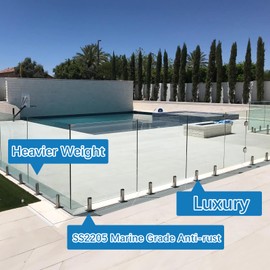 LukLoy 1 Pack Heavy Duty NW 2.6lb 2205 Stainless Steel Glass Pool Fence Spigot Balustrade Railing Post Clamp for Balcony Garden Deck Handrail, Brushed