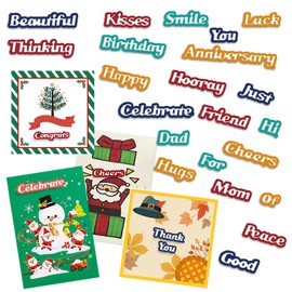 ORIGACH 27 Pieces Sentiments Words Metal Die Cuts Shadow Words Cutting Dies Stencil Template for Anniversary Birthday Party DIY Craft Scrapbooking Card Making