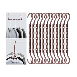 Mr. Pen- Space Saving Hangers for Clothes, 12 pcs, Mahogany Color, Plastic Multi Clothes Hangers Space Saving, 5 Slots, 360° Rotating Hooks