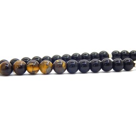 Tesbih Tasbih Tespih Misbaha Subha 33, 30 cm, Muslim Islamic Rosary Prayer Worship Accessories, Semi-Precious Stone Tiger's Eye Onyx Black Beads Ball 8 mm, Onyx, Tiger Eye, silver-plated metal, brass