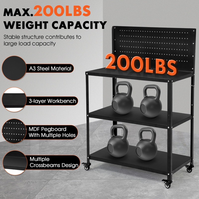 OLBRUS 50.4 X 33.4 Inch Workbench,Heavy Duty 200LBS Steel Work