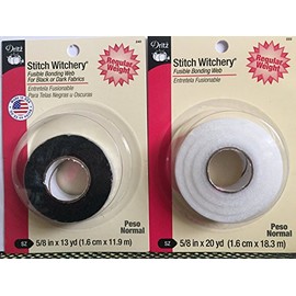 Bundle Stitch Witchery Hemming Tape Regular 5/8" Black 13 yds & 5/8" White 20 yds Fusible Bonding Web Tape