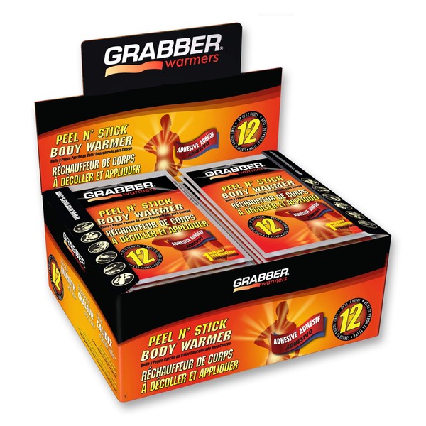 Grabber Warmers Peel N' Stick Body Warmers - Long Lasting Safe Natural Odorless Air Activated Warmers - Up to 12 Hours of Heat - 40 Count