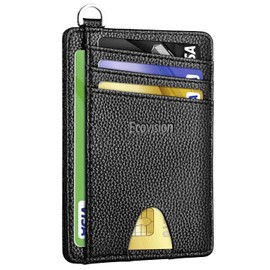 EcoVision Slim Minimalist Front Pocket Wallet, RFID Blocking Credit Card Holder Wallet with Detachable D-Shackle for Men Women