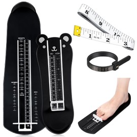Weewooday 2 Pcs Foot Measurement Devices Shoes Size Measuring Devices with Tape and Ring Sizer, US Size(Black,Bear)