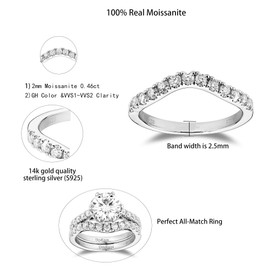 DovEggs Wedding Band for Women Half Eternity Curved Band 0.46CTW GHI 2mm Moissanite Lab Created Diamond 14k Gold QUALITY Sterling Silver Wedding Engagement Rings (5.5)