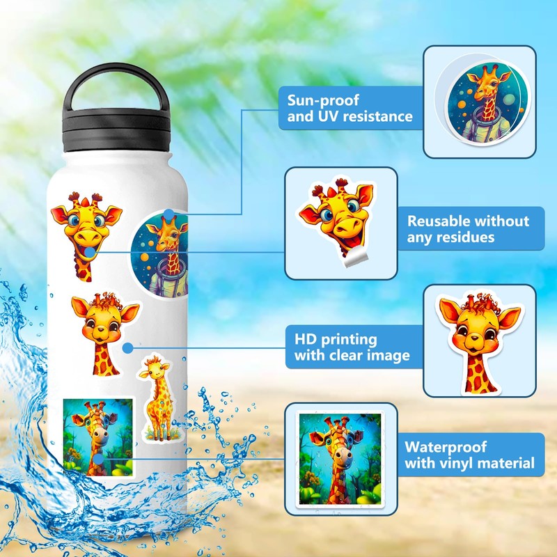 Mistree 50 Stickers Giraffe 5 cm Craft Sticker Set Children