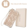 FOXLOVER Leather Wallets for Women RFID Blocking Zipper Wristlet Clutch