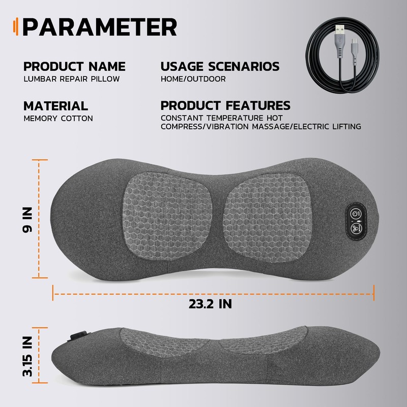 Dyhodu 3-in-1 Electric Back Massager Pillow, Rechargeable Lumbar Support Cushion
