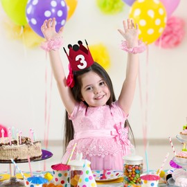 HSC 3rd Birthday Crown Hat, Three Years Old Birthday Headband Felt Hats, Suitable for Kids Baby Boys Girls Pet Cheers to the Third Birthdays Party Supplies Decorations