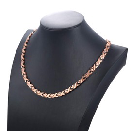 Feraco Copper Magnetic Therapy Necklace for Women Men Pure Solid Copper Chain Necklace with Magnets Unique X Shape Links Adjustable